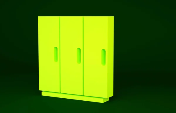 Sarı Gardırop Simgesi Yeşil Arka Planda Izole Edildi Minimalizm Kavramı — Stok fotoğraf