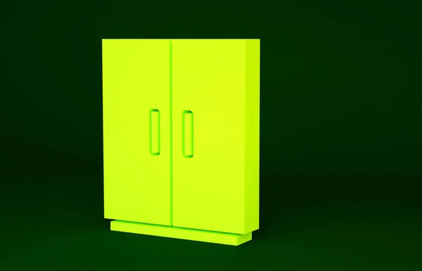 Ícone Guarda Roupa Amarelo Isolado Fundo Verde Conceito Minimalismo Ilustração — Fotografia de Stock