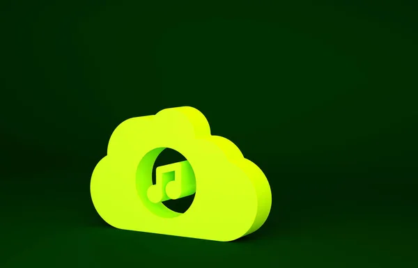 Sarı Müzik Servis Simgesi Yeşil Arkaplanda Izole Edildi Ses Bulutları — Stok fotoğraf