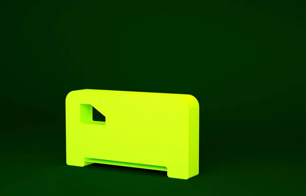 緑の背景に隔離された黄色の音楽シンセサイザーアイコン 電子ピアノ 最小限の概念 3Dイラスト3Dレンダリング — ストック写真