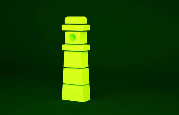 Ícone Farol Amarelo Isolado Fundo Verde Conceito Minimalismo Ilustração Render — Fotografia de Stock