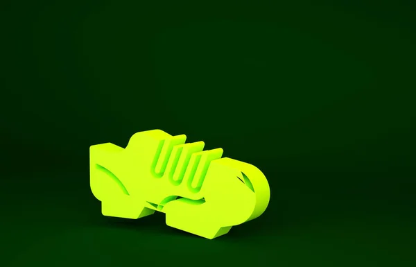 Yellow Triathlon cycling shoes icon isolated on green background. Sport shoes, bicycle shoes. Minimalism concept. 3d illustration 3D render.