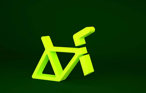 Ícone Quadro Bicicleta Amarelo Isolado Fundo Verde Conceito Minimalismo Ilustração — Fotografia de Stock