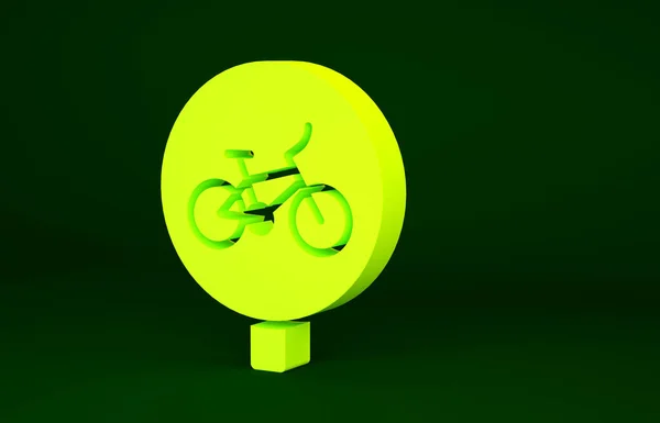 Желтый Велосипед Значок Изолирован Зеленом Фоне Велогонка Экстремальный Спорт Спортивное — стоковое фото