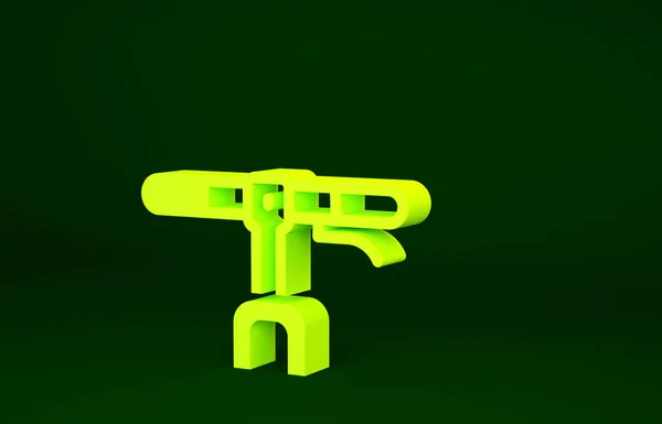 緑の背景に隔離された黄色の自転車ハンドルバーアイコン 最小限の概念 3Dイラスト3Dレンダリング — ストック写真