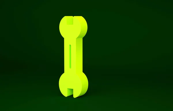 Жовтий Гайковий Ключ Піктограми Ізольовані Зеленому Фоні Концепція Мінімалізму Ілюстрація — стокове фото