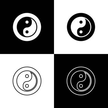 Siyah ve beyaz arkaplanda Yin Yang armoni ve denge simgesini izole et. Vektör.