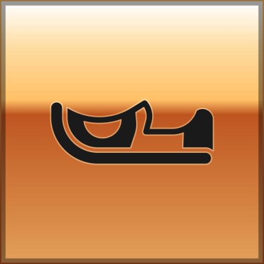 Altın arka planda izole edilmiş siyah geleneksel Hint ayakkabı ikonu. Vektör.