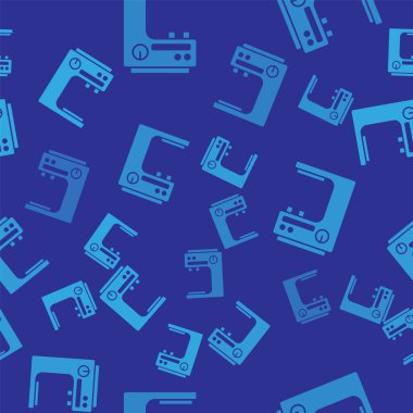 Mavi kahve makinesi ikonu mavi arka planda izole edilmiş pürüzsüz desen. Vektör.