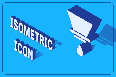 Isometric V60 kahve makinesi simgesi mavi arkaplanda izole edilmiş. Vektör.