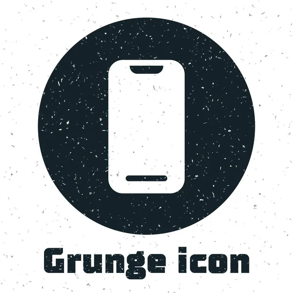 Grunge Smartphone Handy Ikone Isoliert Auf Weißem Hintergrund Monochrome Vintage — Stockvektor