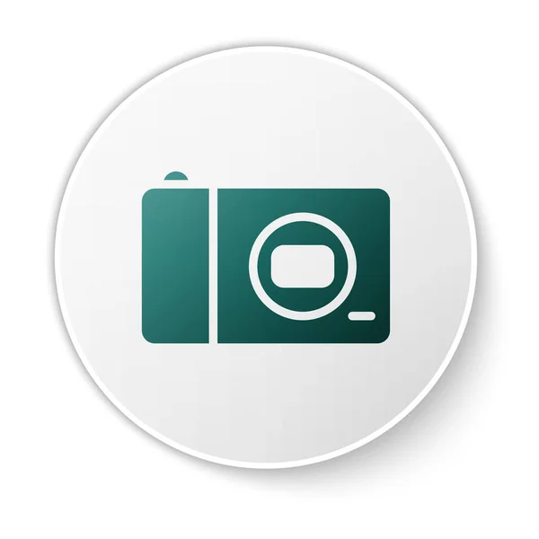 Groene Fotocamera Pictogram Geïsoleerd Witte Achtergrond Foto Camera Icoon Witte — Stockvector