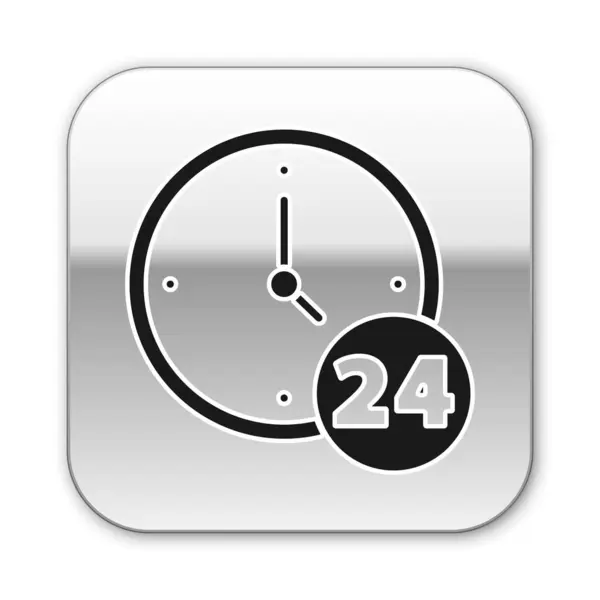 Black Clock Hours Icon Isolated White Background All Day Cyclic — Stock Vector
