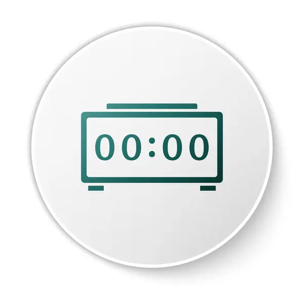 Green Digital Alarm Clock Icon Isolated White Background Electronic Watch — Stock Vector