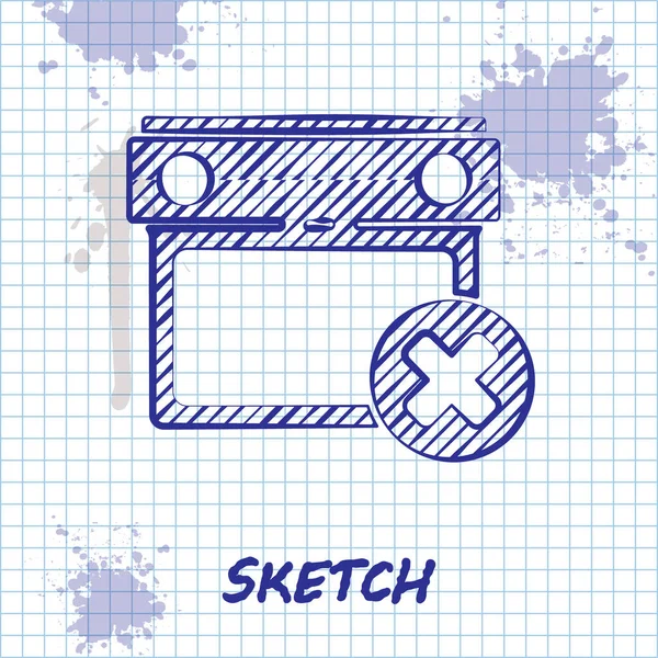 Sketch Line Kalendarz Daty Usunąć Ikonę Izolowane Białym Tle Symbol — Wektor stockowy