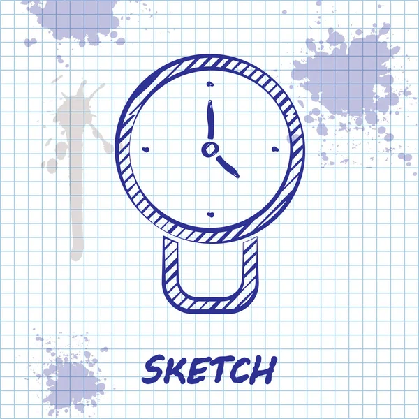 Sketch Line Clock Icon Isoliert Auf Weißem Hintergrund Zeitsymbol Vektor — Stockvektor