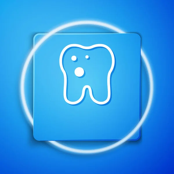 White Tooth Caries Icon Isolated Blue Background Tooth Decay Blue — Stock Vector