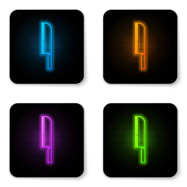 Ragyogó Neon Kés Ikon Elszigetelt Fehér Háttér Evőeszköz Szimbólum Fekete — Stock Vector