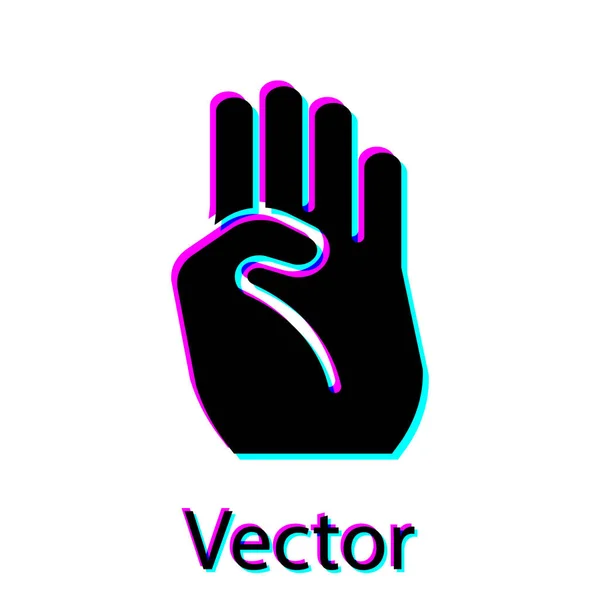 Zwart Indiaas Symbool Hand Pictogram Geïsoleerd Witte Achtergrond Vector — Stockvector