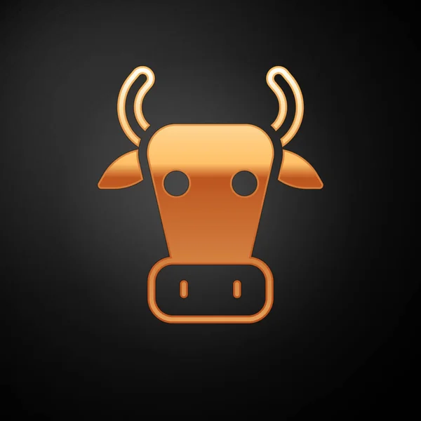 Icono Vaca Dorada Aislado Sobre Fondo Negro Vector — Vector de stock