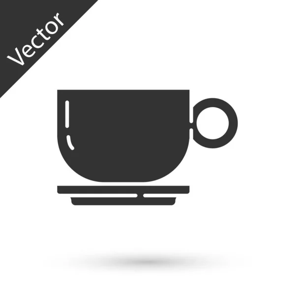 Иконка Чашки Серого Кофе Изолированы Белом Фоне Чашка Чая Горячий — стоковый вектор