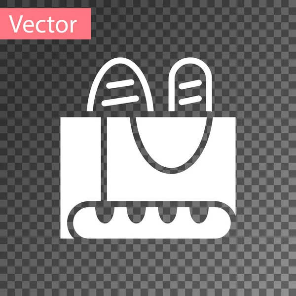 Icono Pan Baguette Francés Blanco Aislado Sobre Fondo Transparente Vector — Vector de stock