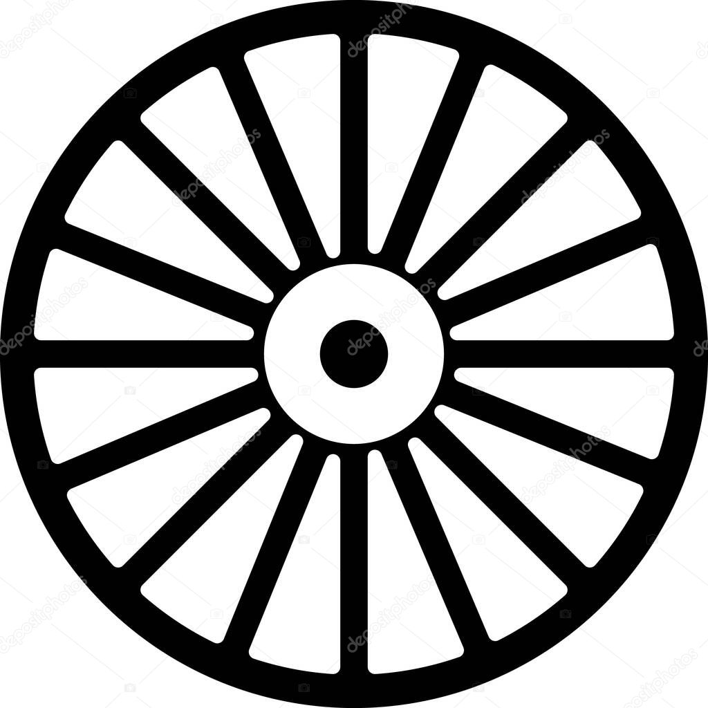 Black Alloy wheel for a car icon isolated on white background.  Vector.