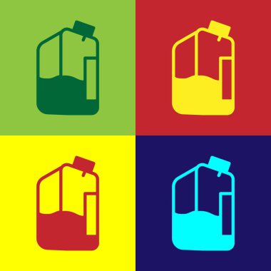 Pop Art Printer mürekkep şişesi simgesi renk arkaplanında izole edilmiş. Vektör.