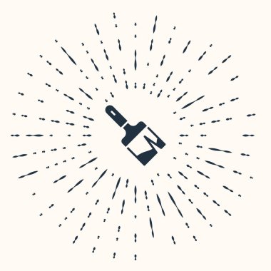 Bej arka planda gri boya fırçası simgesi izole edildi. Soyut çember rastgele noktalar. Vektör.