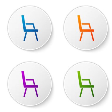 Beyaz arkaplanda izole edilmiş renkli Kol Koltuğu simgesi. Simgeleri daire düğmelerine ayır. Vektör.