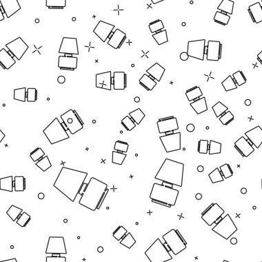 Siyah çizgi masa lambası simgesi beyaz arkaplanda izole edilmiş pürüzsüz desen. Vektör.