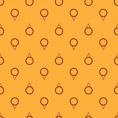 Kırmızı Ayna simgesi kahverengi arka planda izole edilmiş kusursuz desen. Vektör.