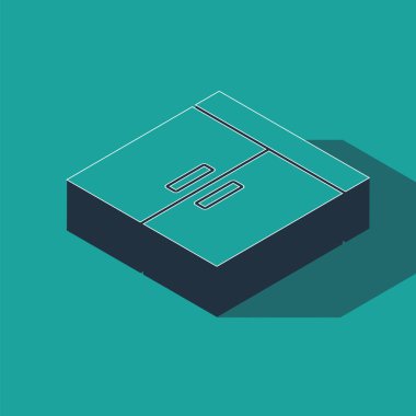 Isometric Gardırop simgesi yeşil arka planda izole edildi. Vektör.