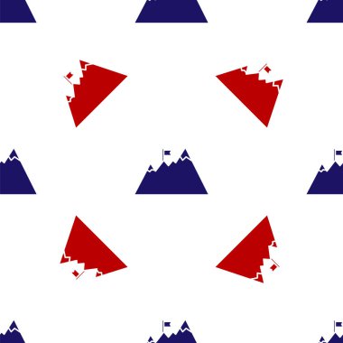 Üzerinde bayrak olan mavi ve kırmızı dağlar beyaz arka planda izole edilmiş pürüzsüz desenler. Zaferin ya da başarının sembolü. Gol başarısı. Vektör.