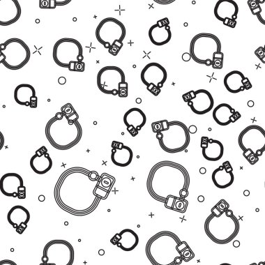 Siyah çizgi bisiklet kilidi U şekli endüstriyel ikon beyaz arka planda izole edilmiş pürüzsüz desen. Vektör.