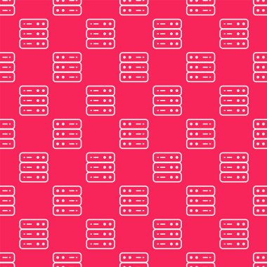 Beyaz Sunucu, Data, Web sunucu simgesi beyaz arkaplanda izole edildi. Turuncu daire düğmesi. Vektör.