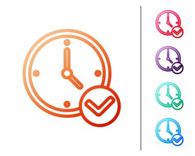 Kırmızı çizgi saat simgesi beyaz arkaplanda izole edildi. Zaman sembolü. Renk simgelerini ayarla. Vektör.