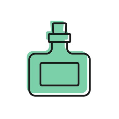 Siyah çizgili sos şişesi ikonu beyaz arka planda izole edilmiş. Ketçap, hardal ve fast food için soslu mayonez şişeleri. Vektör.