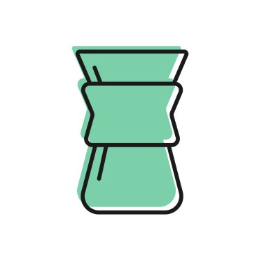 Siyah çizgi Chemex simgesi beyaz arkaplanda izole edildi. Alternatif kahve demleme yöntemleri. Kahve kültürü. Vektör.