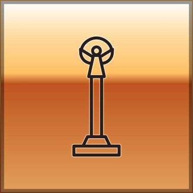 Kiev ikonundaki siyah çizgi Bağımsızlık Anıtı altın arka planda izole edildi. Kyiv, Ukrayna. Vektör.