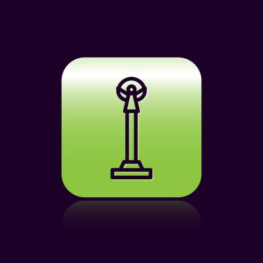 Kiev simgesindeki siyah çizgi Bağımsızlık Anıtı siyah arkaplanda izole edildi. Kyiv, Ukrayna. Yeşil kare düğmesi. Vektör.