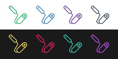 Çizgi boyası fırça simgesini siyah ve beyaz arkaplanda izole et. Vektör.