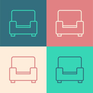 Pop sanat çizgisi Armchair simgesi renk arkaplanında izole edildi. Vektör.