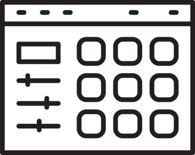 Siyah çizgi davul makinesi simgesi beyaz arkaplanda izole edildi. Müzik aletleri. Vektör.
