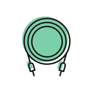 Siyah çizgi ses kriko simgesi beyaz arkaplanda izole edildi. Bağlantı ses ekipmanları için ses kablosu. Fiş kablosu. Müzik aleti. Vektör.