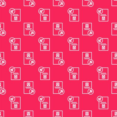 Beyaz çizgi iş tanıtım simgesi kırmızı arka planda kusursuz desen izole edildi. Başarı, başarı, motivasyon iş sembolü, büyüme. Vektör.