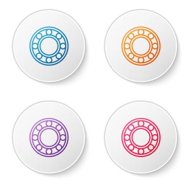 Beyaz arkaplanda izole edilmiş renkli bisiklet topu taşıyıcı simgesi. Simgeleri daire düğmelerine ayır. Vektör.