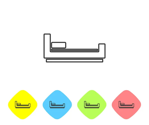 Сіра Лінія Піктограма Ліжка Ізольована Білому Тлі Встановити Піктограми Допомогою — стоковий вектор