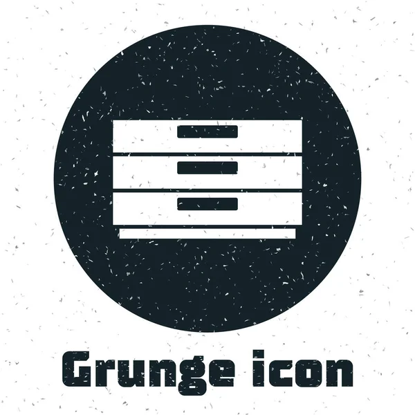 Pecho Grunge Cajones Icono Aislado Sobre Fondo Blanco Dibujo Vintage — Vector de stock