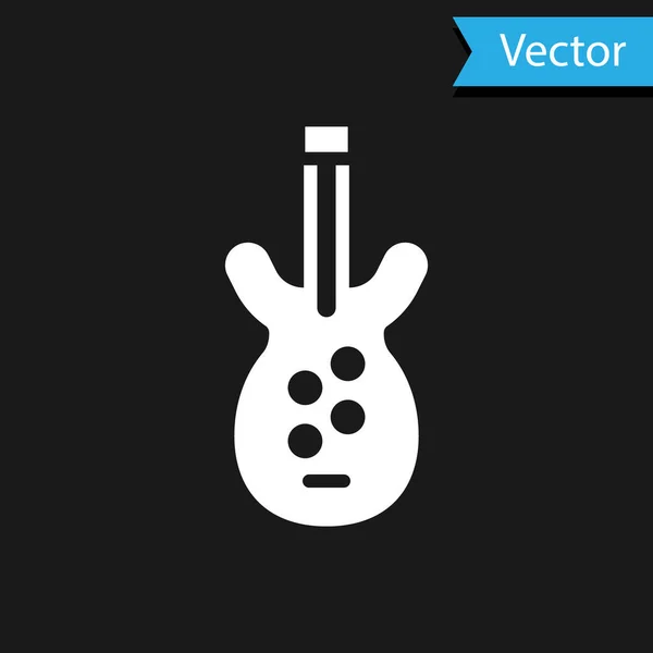 Weiße Bass Ikone Isoliert Auf Schwarzem Hintergrund Vektor — Stockvektor